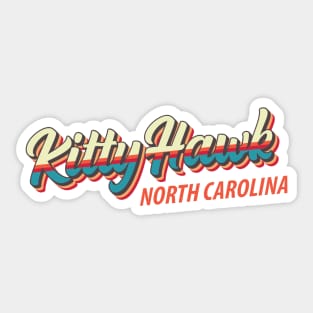 Kitty Hawk North Carolina Outer Banks Vintage Rainbow Script Sticker